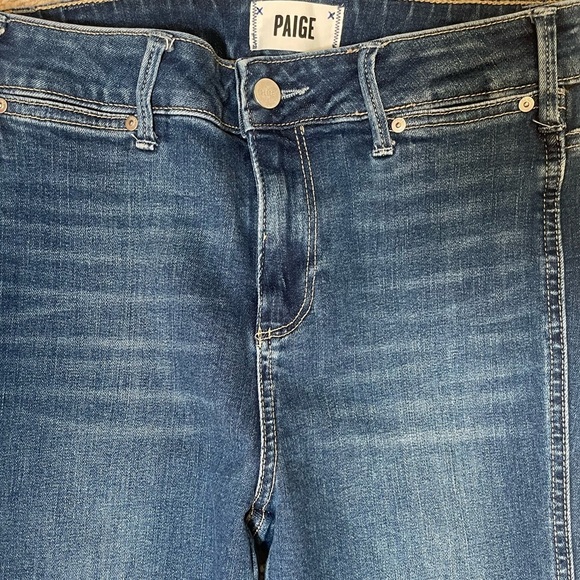 Paige Slim Straight Blue Jeans Women’s 26 Raw Split Hem Ankle High Rise Stretch - Picture 3 of 14
